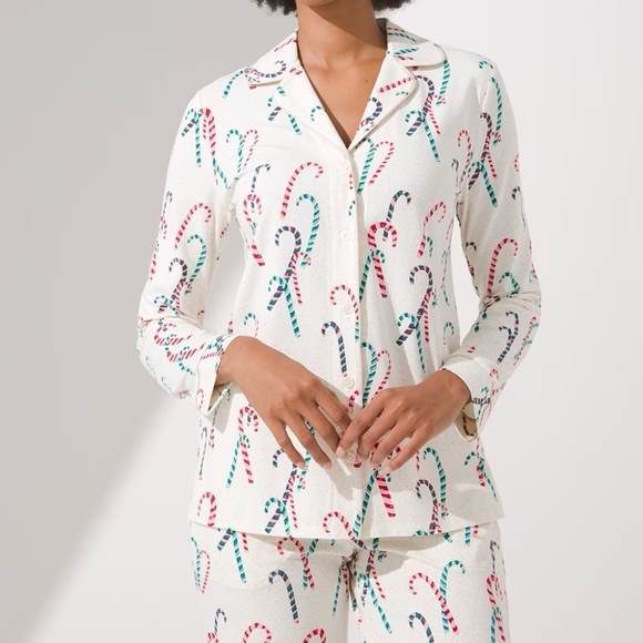 Soma Other - Soma Long Sleeve Notch Collar Christmas Candy Cane Pajama Set XL